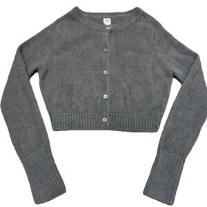 BDG Urban Outfitters Cropped Cardigan Womens M Gray 100% Cotton Button Front